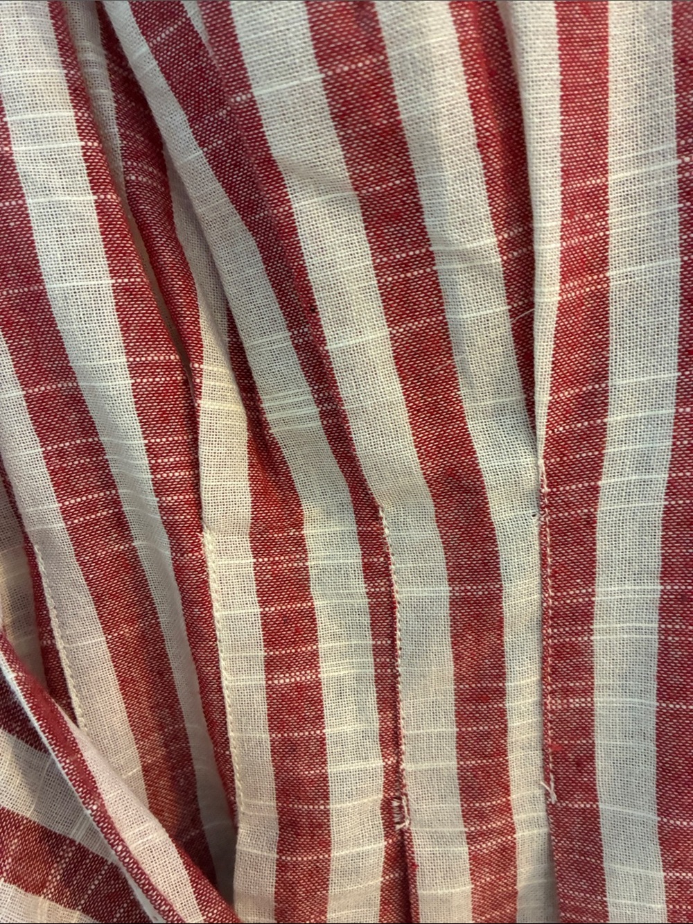 Max Studio Red and White Striped V-Neck Belted Midi Dress - Picture 6 of 9